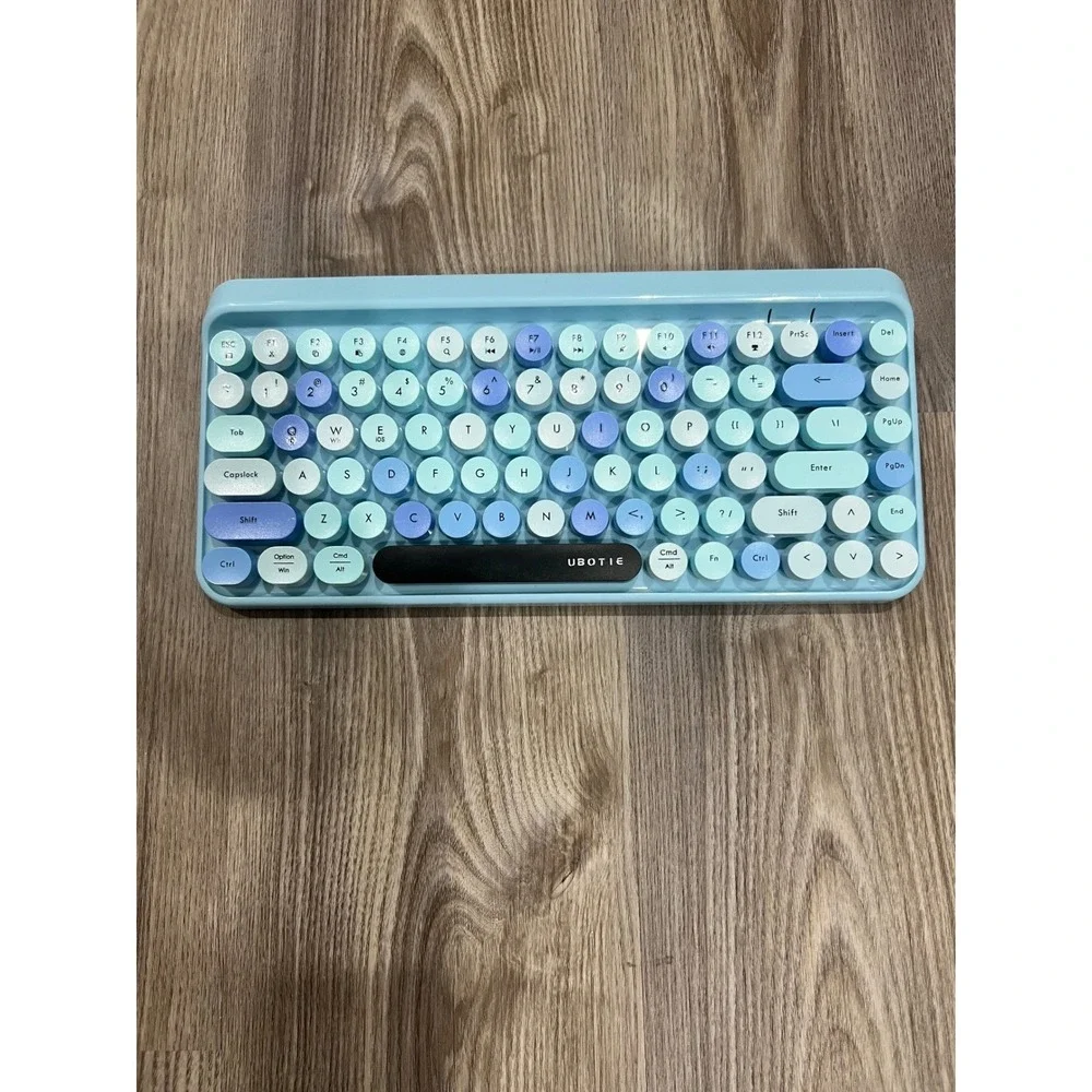 UBOTIE SK-621BT Bluetooth Keyboard Retro Typewriter Style Blue Tested! No mouse‎